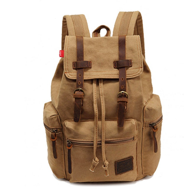 Stylish men's canvas backpack khaki