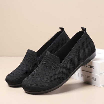 Women's casual breathable flat shoes black