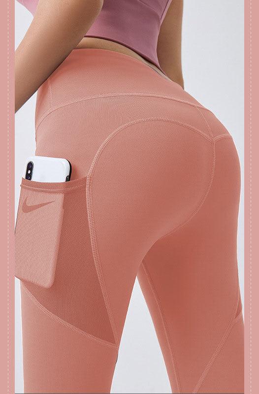 Women's fitness leggings with pockets Pink