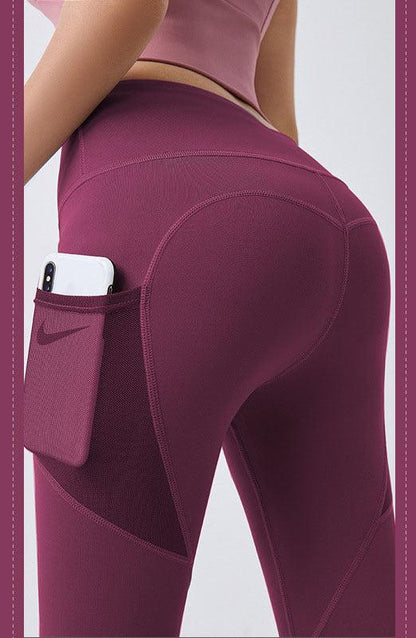 Women's fitness leggings with pockets Red