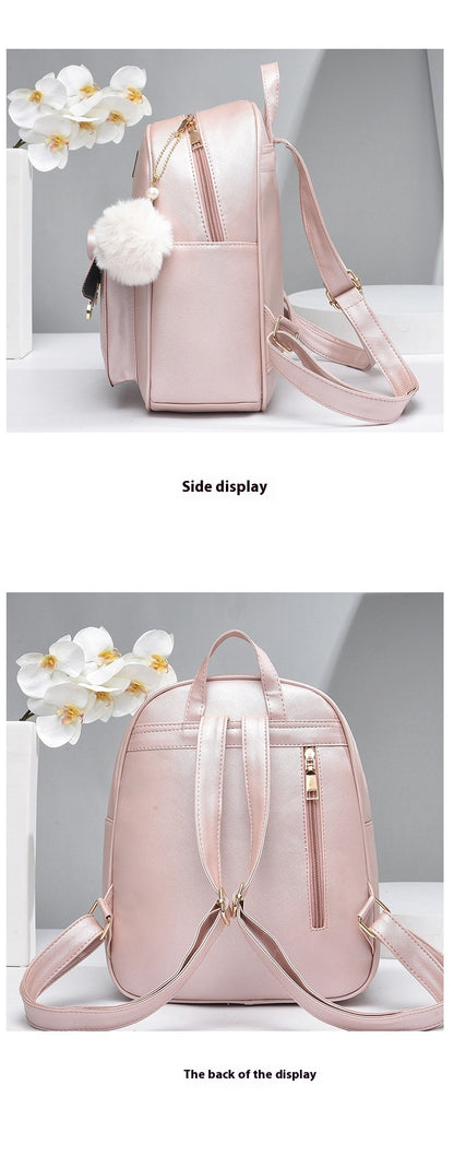Young girl student bags pink side and back display