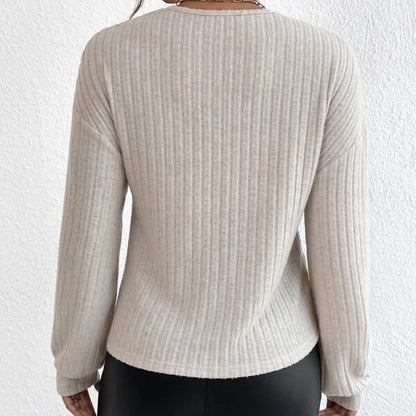 Trendy long sleeve V-neck top