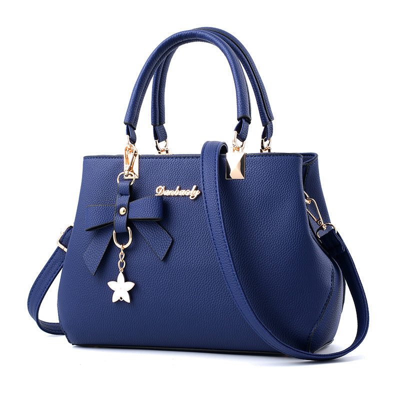 Women’s shoulder bag with bowknot and star pendant tote Blue