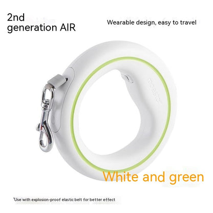 Hand-held retractable dog leash White / Green