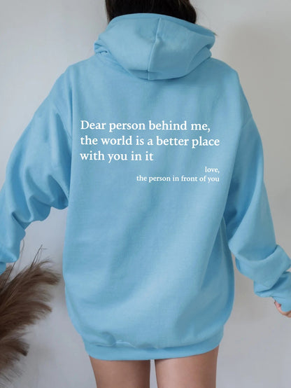 Inspirational message hoodie with kangaroo pocket