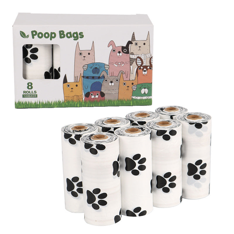 Biodegradable pet waste bags 8 rolls white