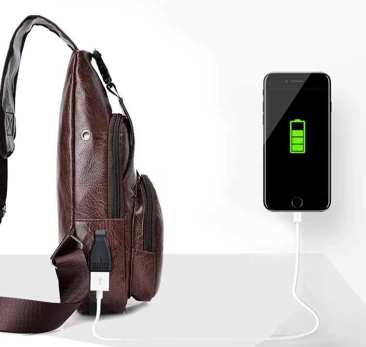 Men's USB charging anti-theft chest bag