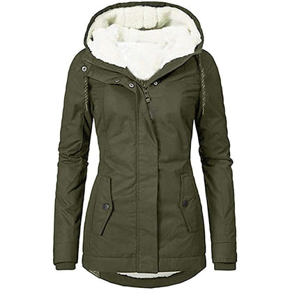 Women’s solid color zip-up coat