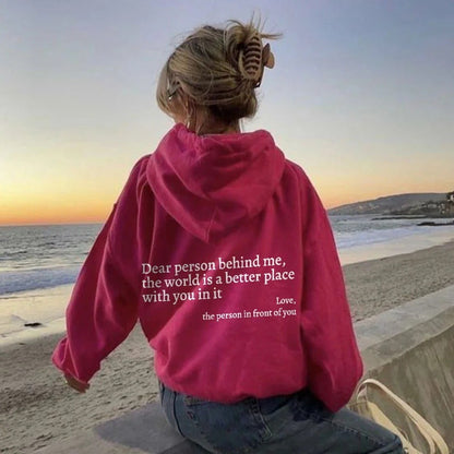 Inspirational message hoodie with kangaroo pocket