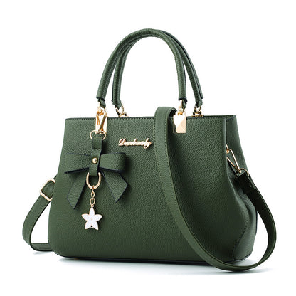 Women’s shoulder bag with bowknot and star pendant tote Green