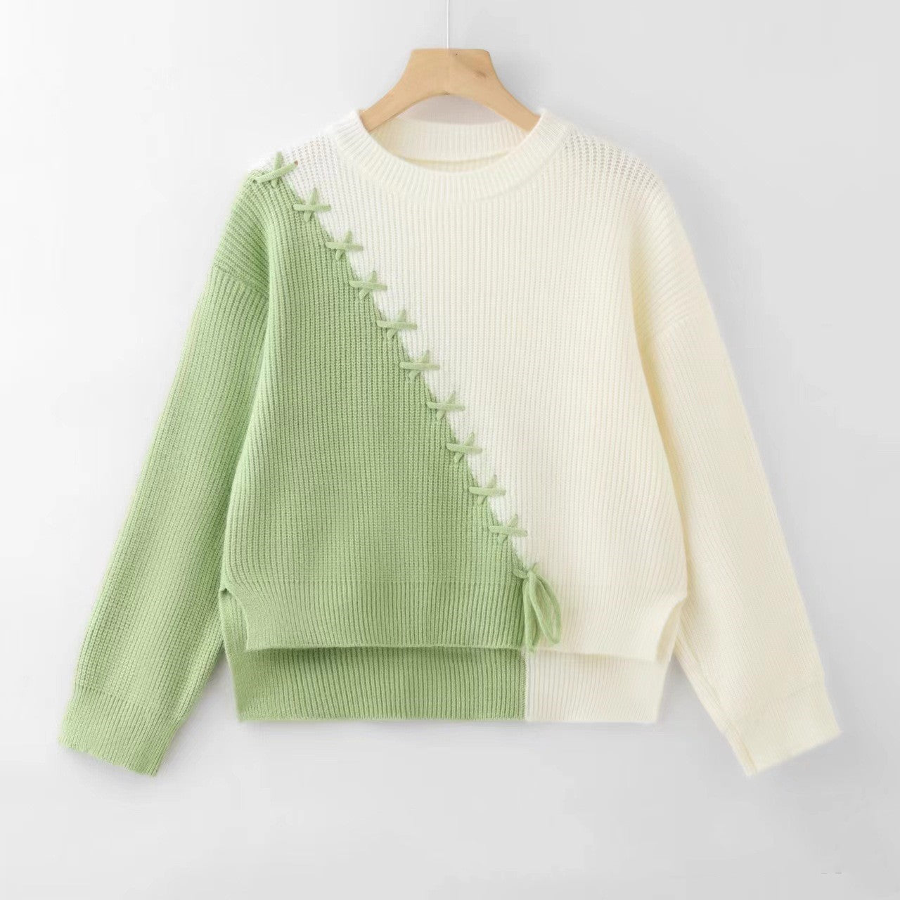 Western style cashmere sweater for women Yellow Green