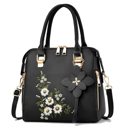 Women’s shoulder messenger bag with floral embroidery