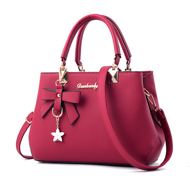 Women’s shoulder bag with bowknot and star pendant tote - Pink