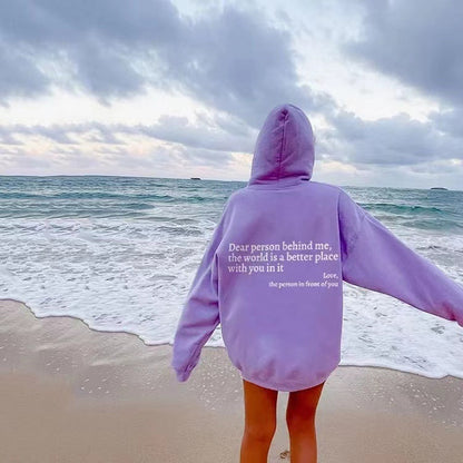 Inspirational message hoodie with kangaroo pocket