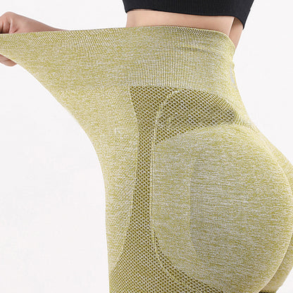 Women’s seamless gym leggings with butt lift side view Yellow