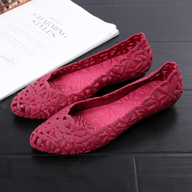 Pure color pointed toe jelly shoes Wine Red