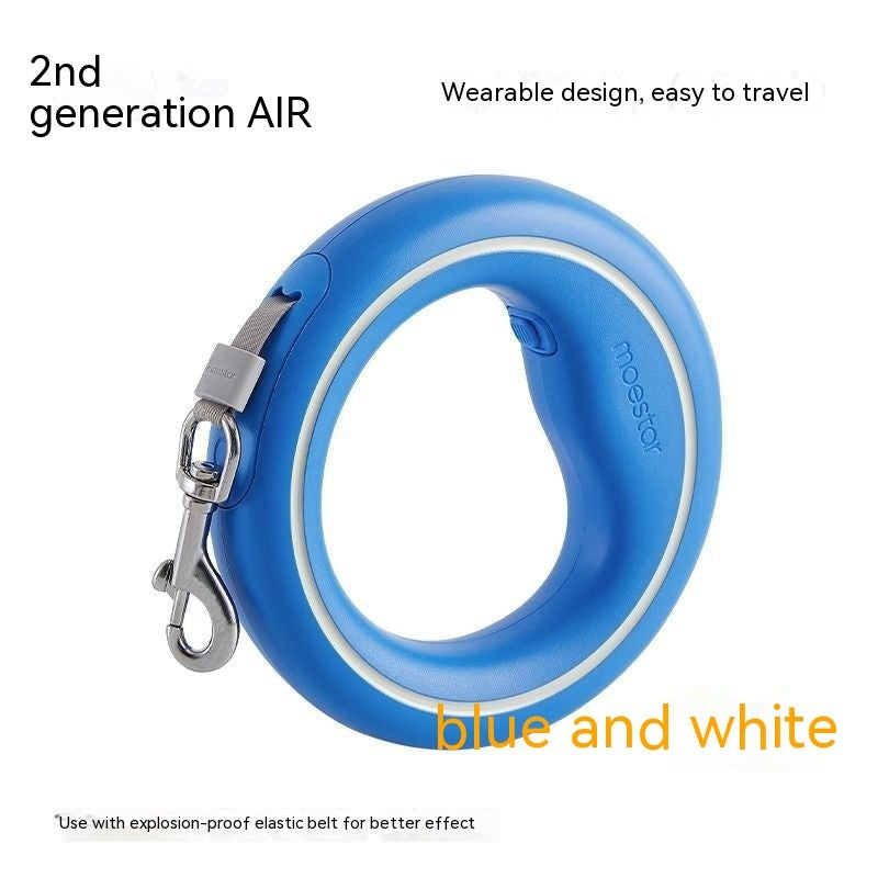 Hand-held retractable dog leash Blue/White